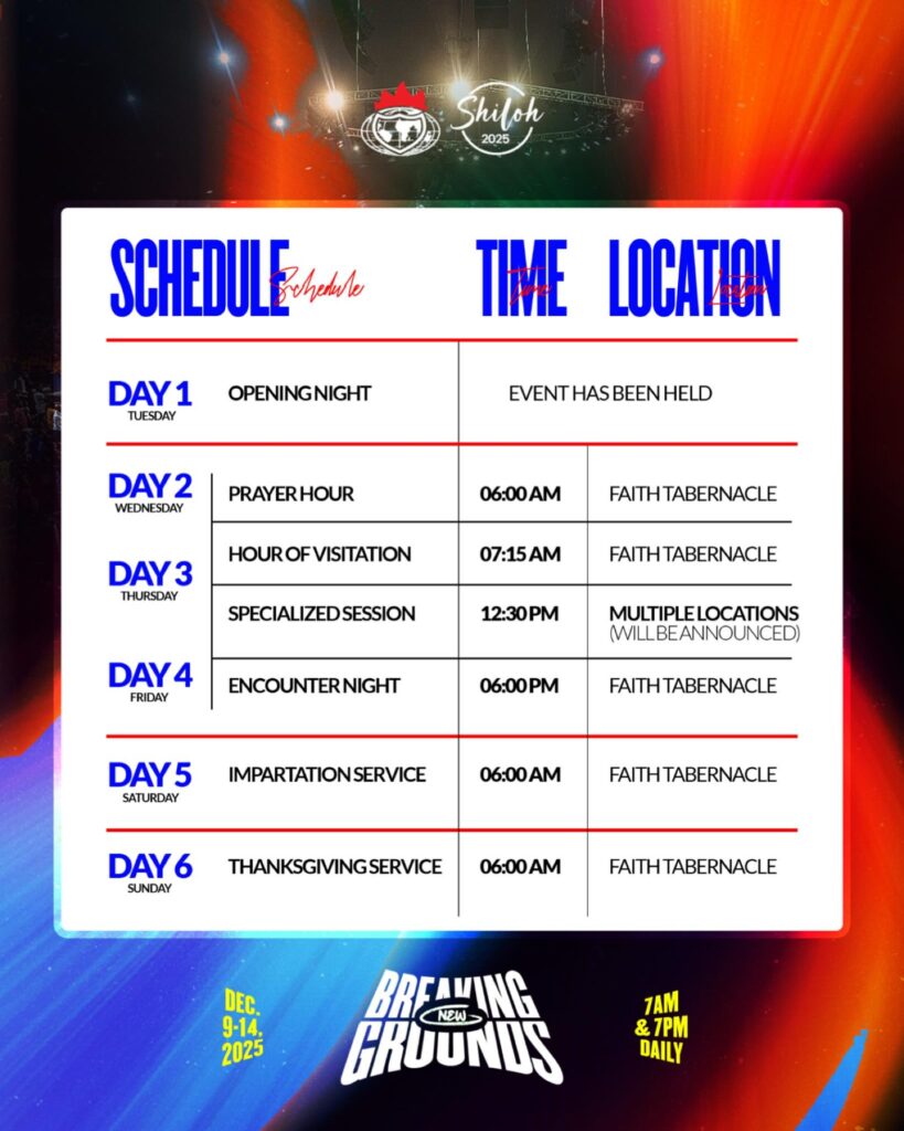 Shiloh 2025 Schedule