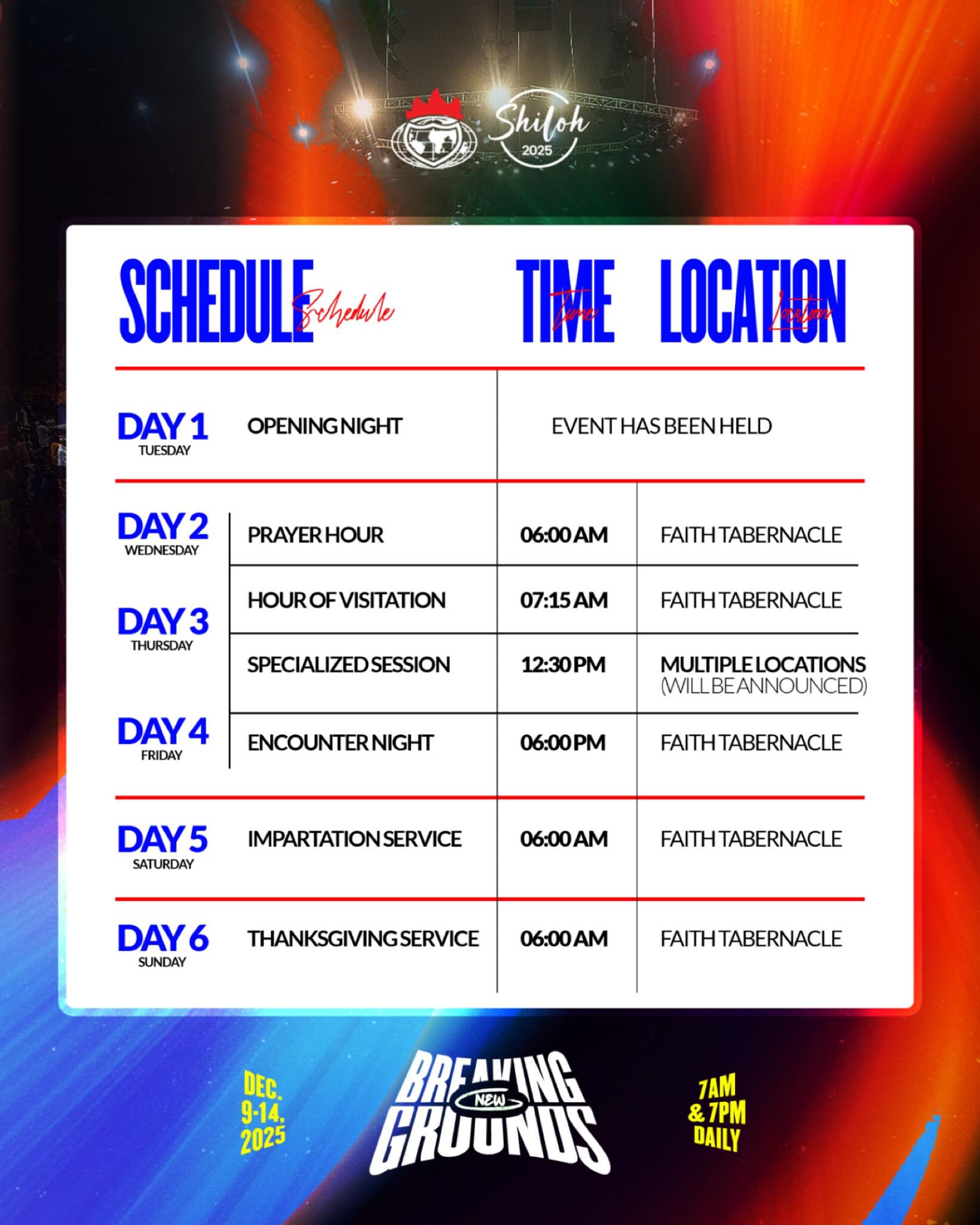 Shiloh 2025 Programme Schedule For All Sessions 2 Shiloh 2025 Schedule